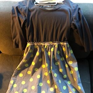 Johnnie Boden Girls Dress Gray with Polka Dots